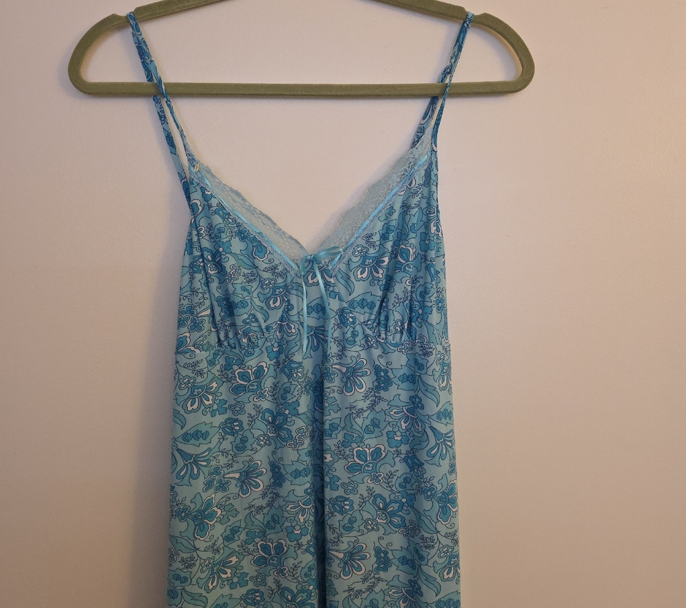 Forever 21 Light Blue Floral Maxi Slip Dress